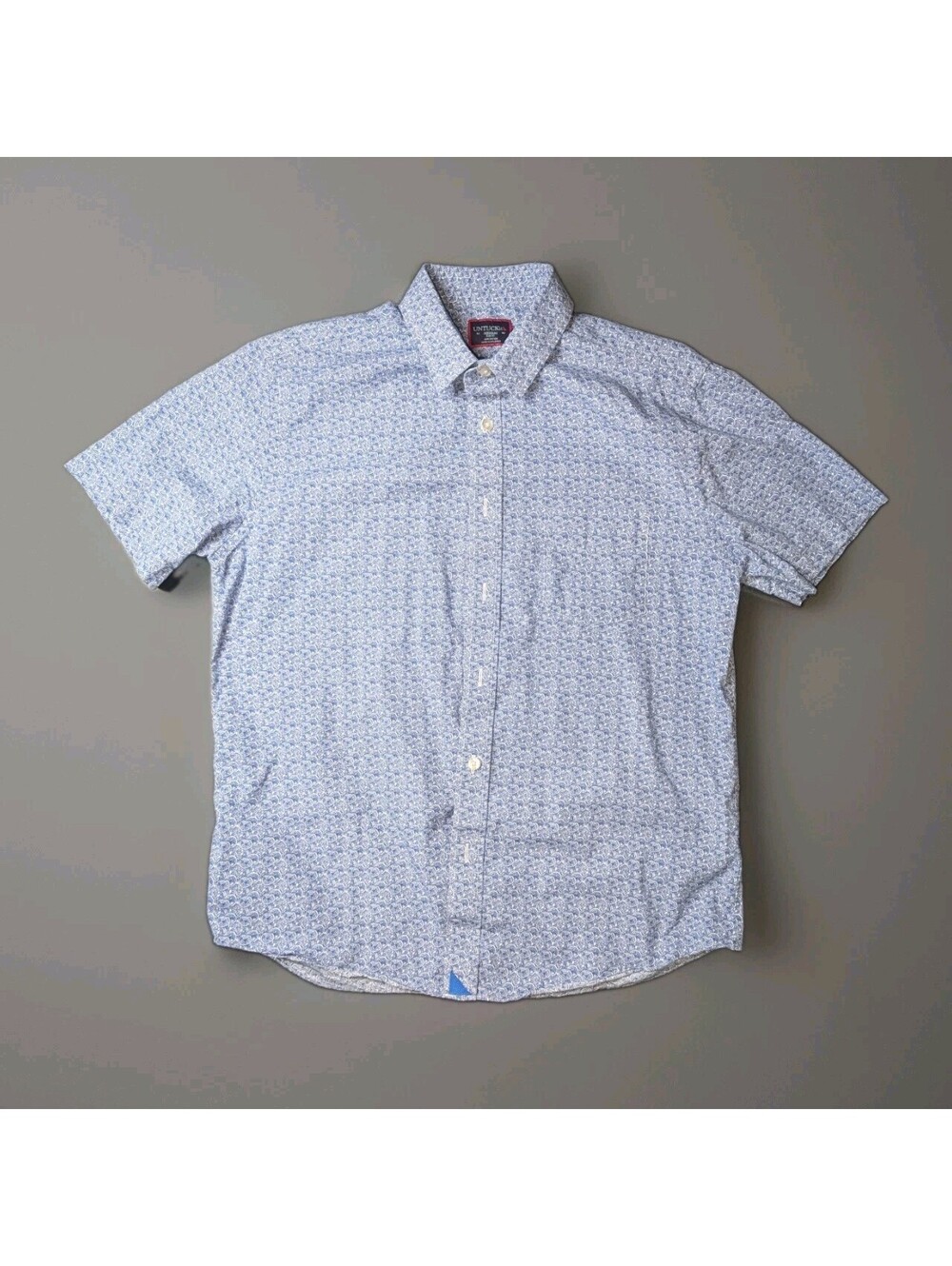 Men's Untuckit Short Sleeve Shirt Blue Citrus Medium Slim Fit